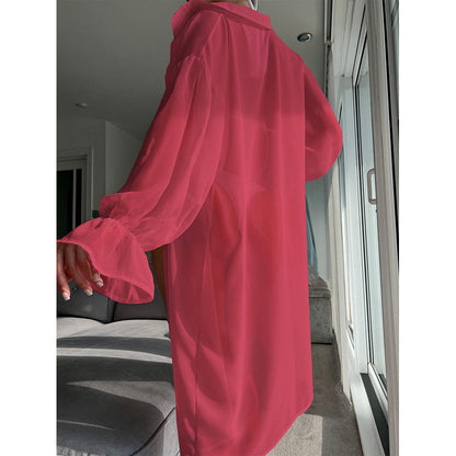 Summer Sunscreen Blouse Durable Bikini Beach Chiffon Cardigan Smock Dress