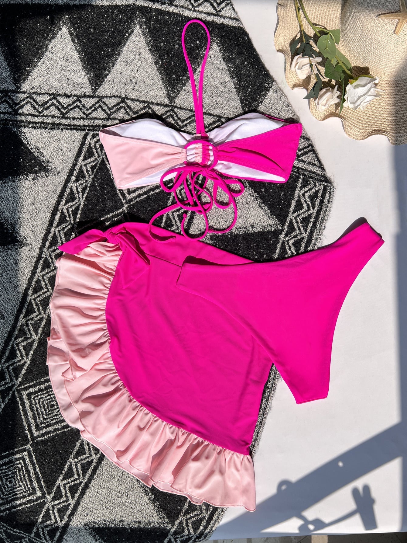 New Three-Piece Set Swimsuit Color Matching Bikini Women Swimsuit Ruffle Swimwear Bikini Bella Mia