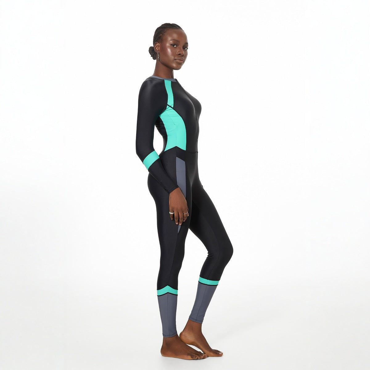 One Piece Swimsuit Women Long Sleeve Conservatively Thin Independent Cover Belly Sports Sun Protection Diving Swimsuit Bella Mia