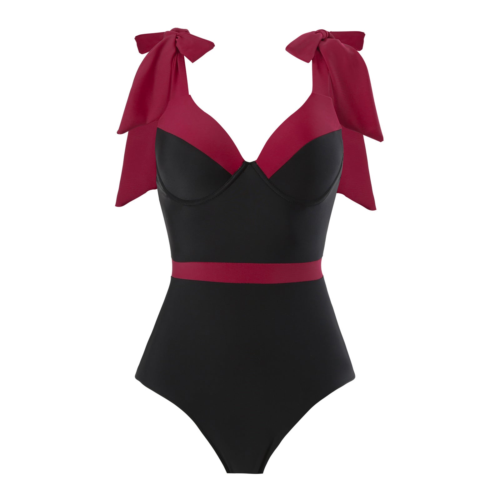 Solid Color One Piece Women Swimwear Suit European, French Spring Cover Belly Slimming Swimsuit Bella Mia