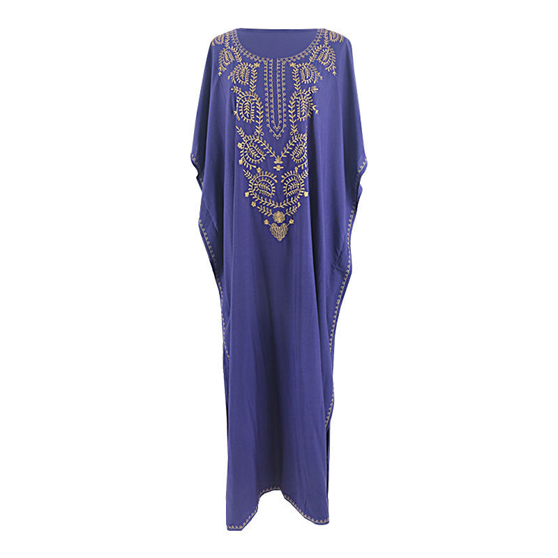 Blue Embroidered Vacation Robe Loose Seaside Beach Dress Sun Protection Clothing Bikini Swimsuit Blouse Bella Mia