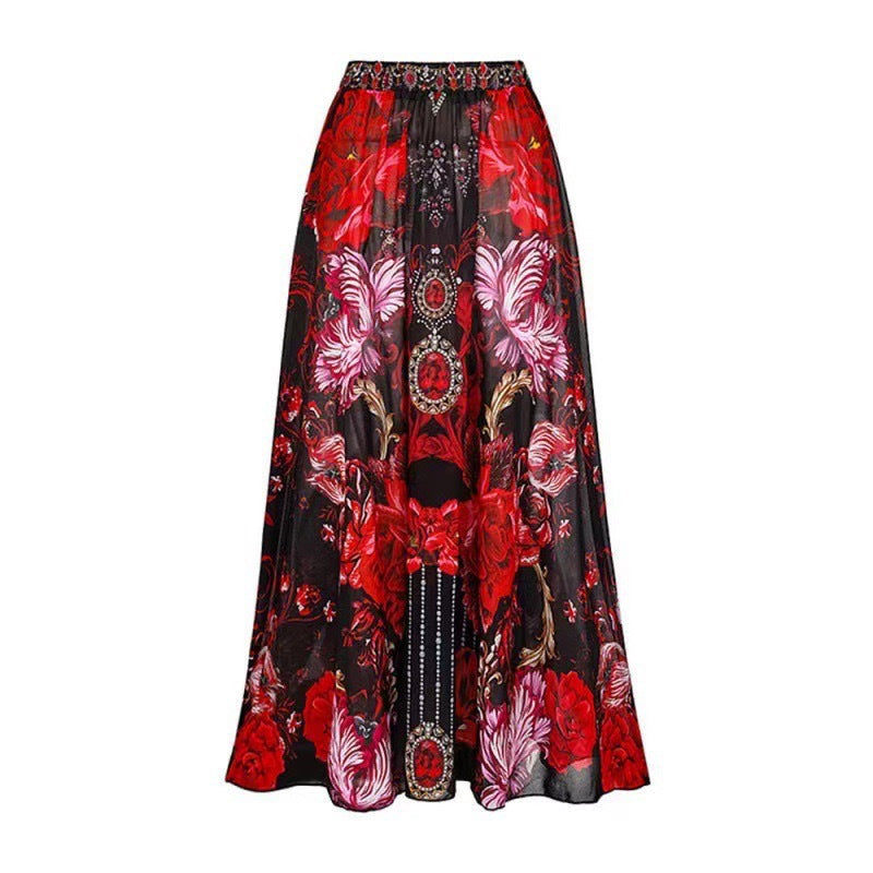 Conservative Sunscreen Swimsuit Women Vintage Printed Gauze Skirt Bikini Bella Mia