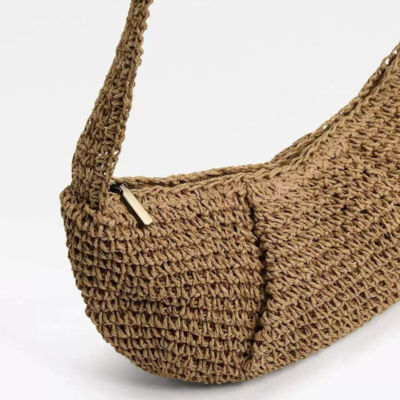 Casual Crossbody Straw Bag Niche Dumpling Bag Woven Bag Vacation Beach Bag All Match Chest Bag Bella Mia