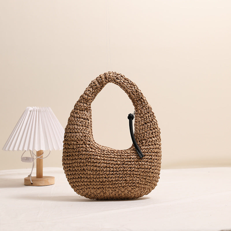 Solid Color Hand Carrying Straw Bag Niche Tassel Hand Carrying Straw Bag Woven Bag Women Seaside Vacation Beach Bag Bella Mia