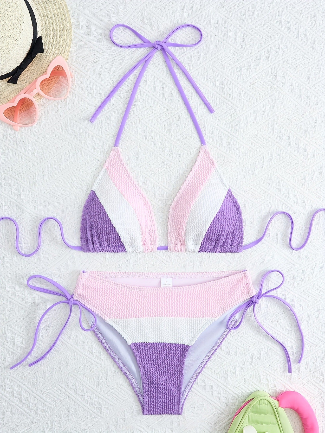 Women Seperated Swimwear Bikini Color Matching Drawstring Backless Sexy Swimsuit Bikini Bella Mia