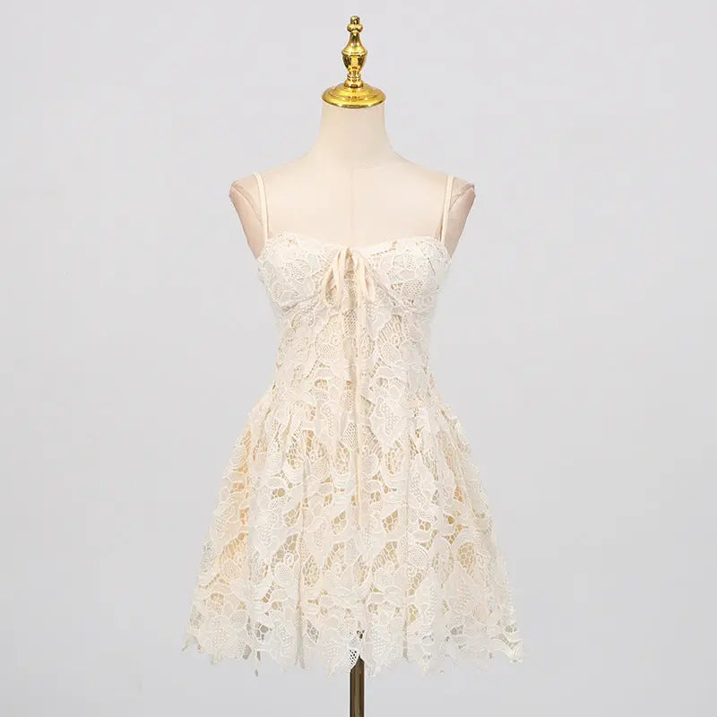 Sexy Sweet Spicy Pure Lace Embroidered Sleeveless Strap High Grade Tube Top Dress Women Bella Mia