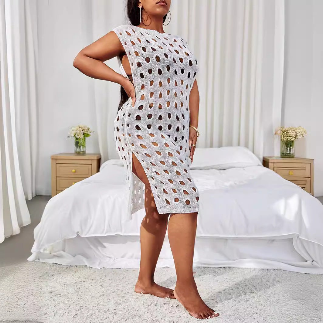 Sweater Summer Woolen Blouse Hollow Out Cutout out Women Clothing Sleeveless Knitwear Custom Bella Mia