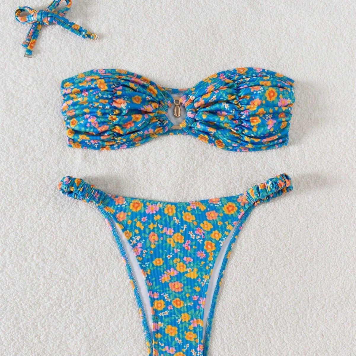 Floral Tie Neck Bikini Sexy Split Swimsuit Women Beach Spring Swimsuit Bikini Bella Mia