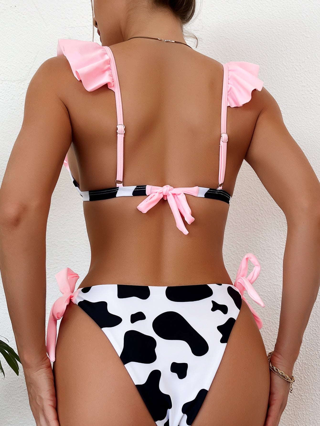 Bikini Cow Print Hard Cup Lace-up Sexy Bikini Swimsuit Swimwear Women Bella Mia