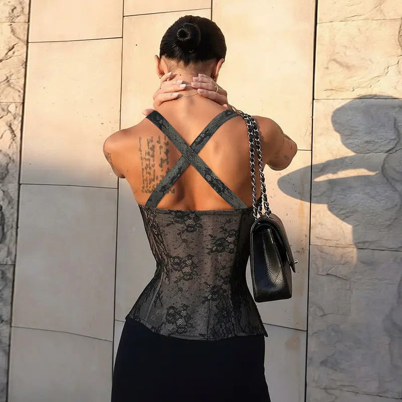 Lace Bustier Top For Women Short Waist Corset With Boning And Hook Closure Bella Mia