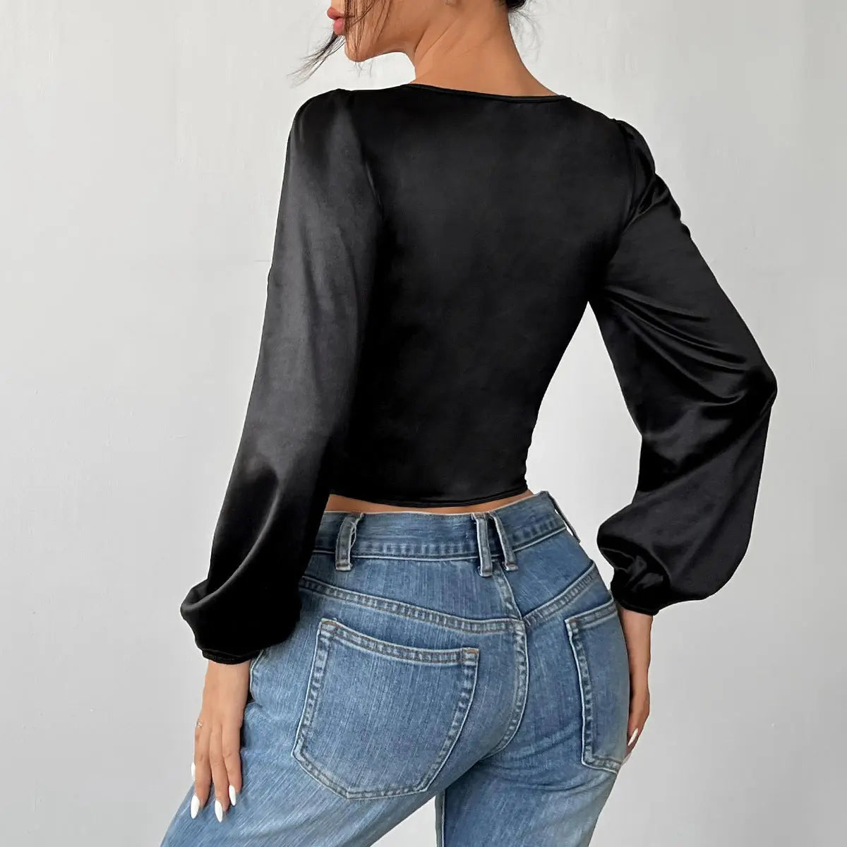 Women Clothing See through Mesh Patchwork Lace Chest Cotton Sexy Boning Corset High Grade Long Sleeved Top Bella Mia