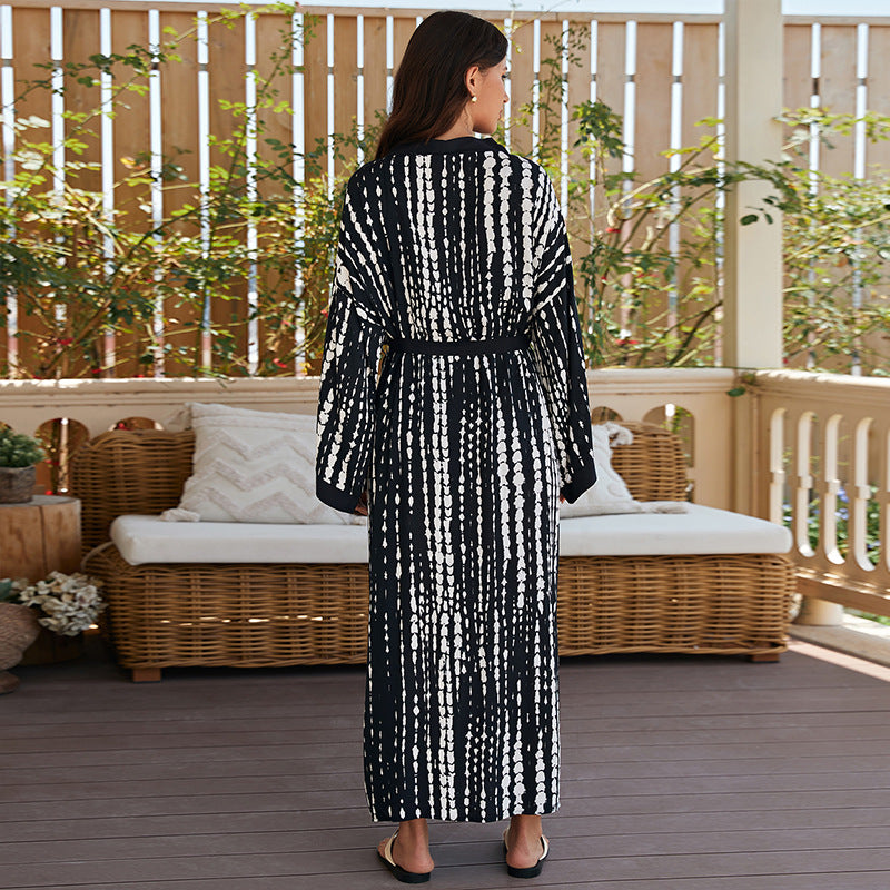 Rayon Tie Dyed Beach Cover Up Mid Length Sunscreen Shirt Cardigan Women Vacation Bikini Cover Up Bella Mia