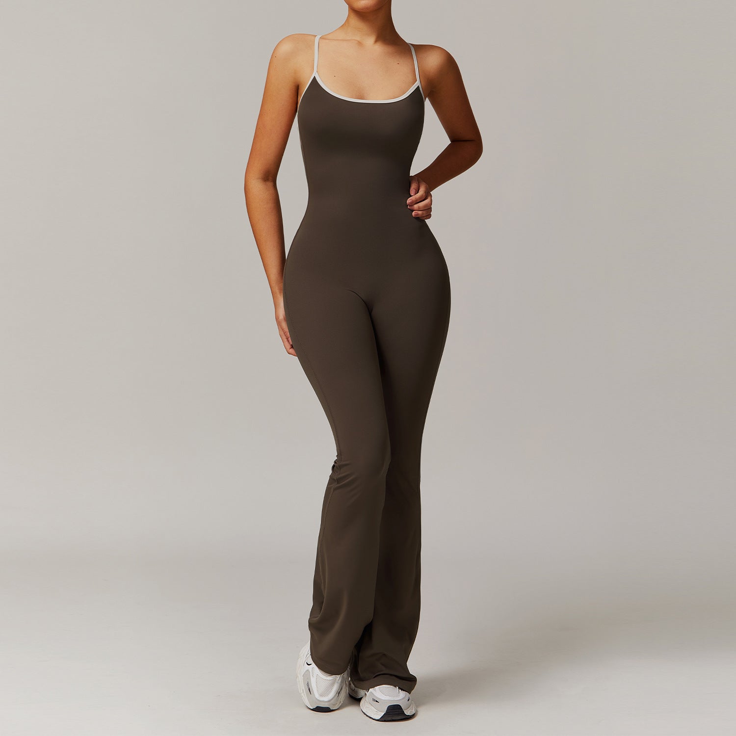 Nude Feel Cross Beauty Back Yoga Jumpsuit Pleated Slightly Pull Running Sports Fitness Horn Jumpsuit Bella Mia