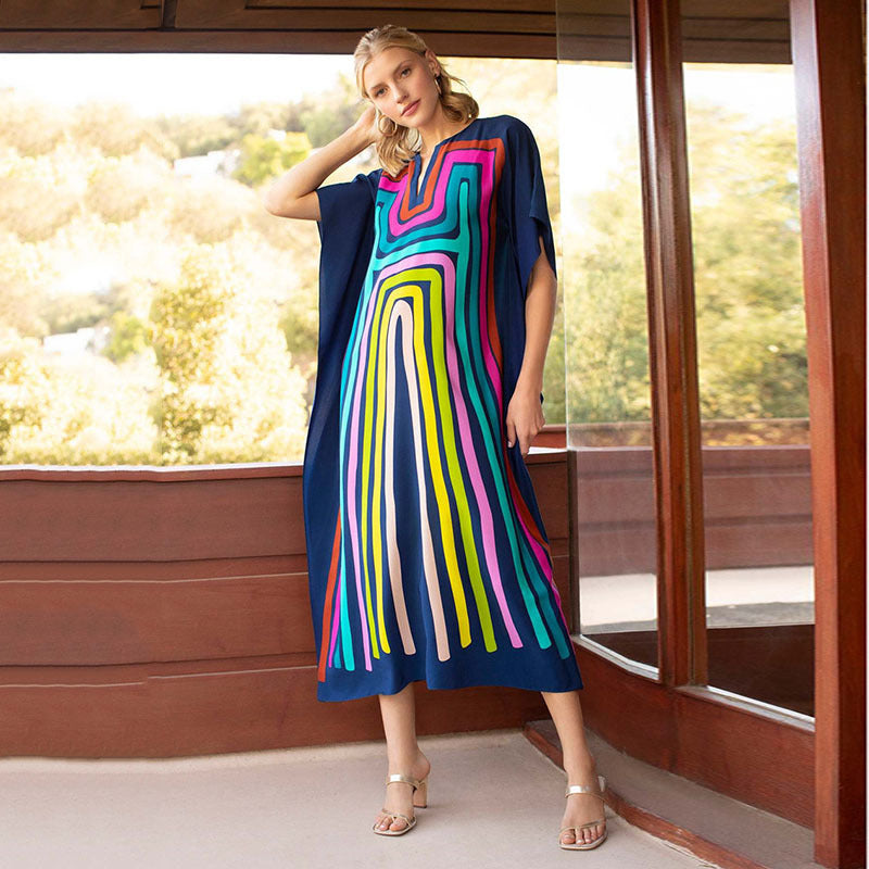 Printing Beach Cover Up Robe Vacation Skirt Maxi Dress Bikini Cover Up Women Bella Mia