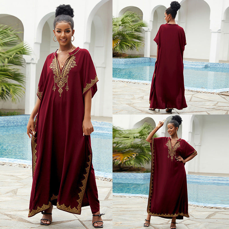 Vacation Beach Blouse Stand Collar Dress Beach Cover Up Swimsuit Outwear Bella Mia