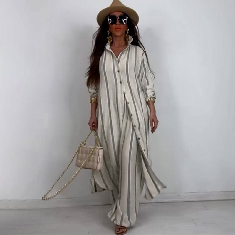 Summer Elegant Sexy V neck Top Printed Wide Leg Pants Two Piece Set Bella Mia