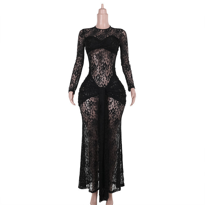 Fall Type Hip Sexy See through Slim Lace Dress Women Bella Mia