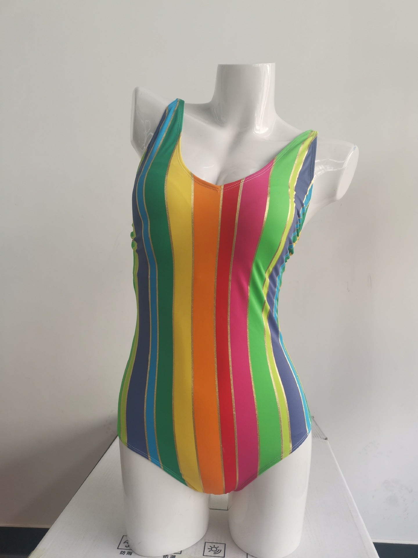 One Piece Swimsuit Sexy Deep V Plunge Yellow Bottom Small Floral Print Spring Bathing Suit Movable Strap Swimsuit Bella Mia