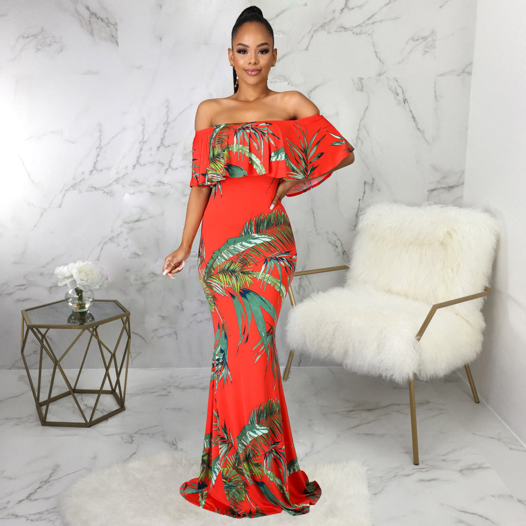 Sexy Digital Printing off-Neck Tube Top Dress Bella Mia
