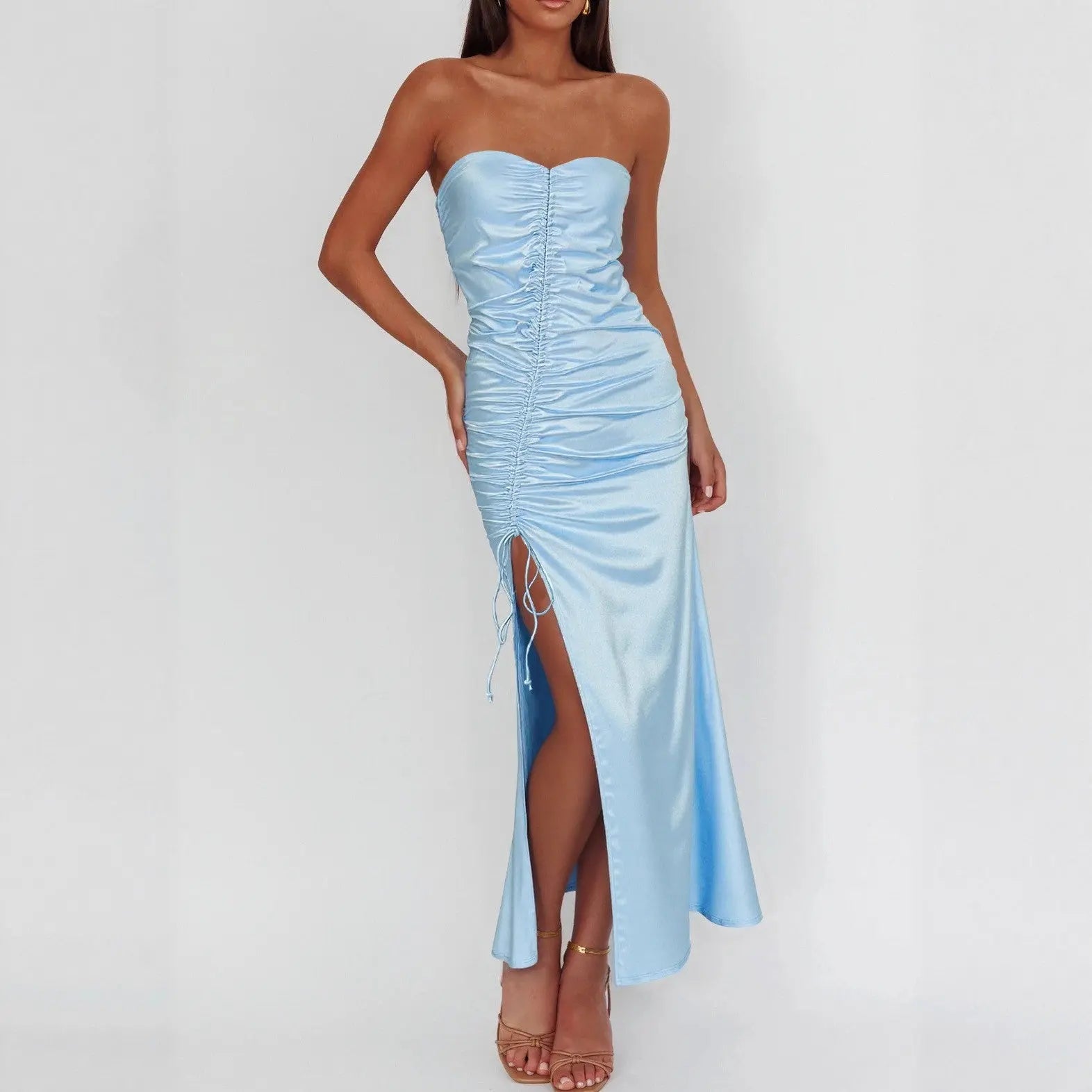 Tube Top Dress Summer Sexy Side Slit Irregular Asymmetric Hip Wrapped Dress Bella Mia