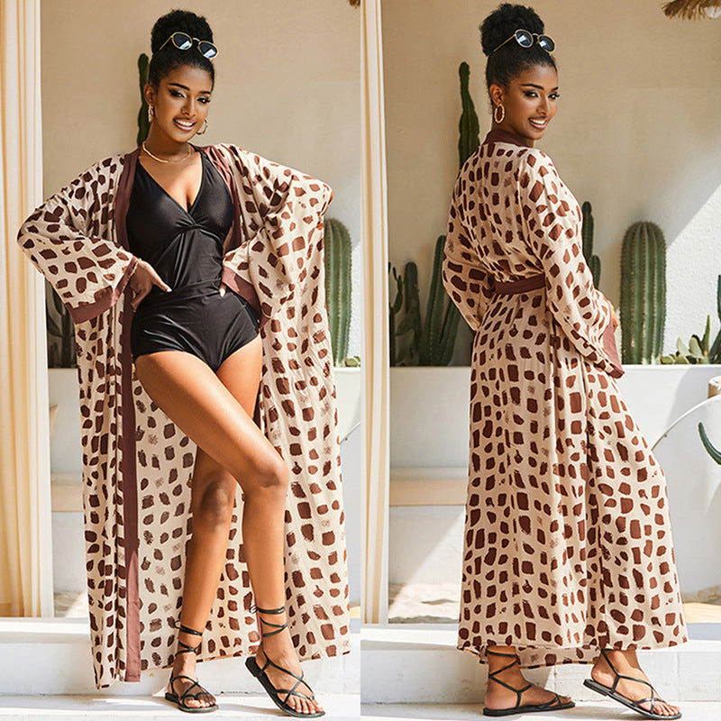 Printed Beach Cover up Sunscreen Women Swimsuit Beach Cover Up Holiday Long Cardigan Bella Mia