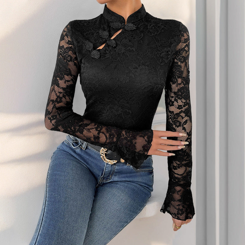 Fall Women Clothing Cheongsam Elements Black Chinese Jumpsuit Bella Mia