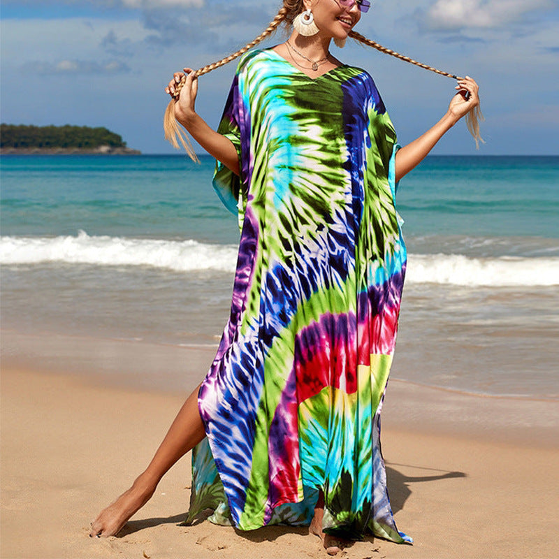 Women Clothing Summer Loose Robe Seaside Vacation Sun Protection Shirt Beach Dress Bella Mia