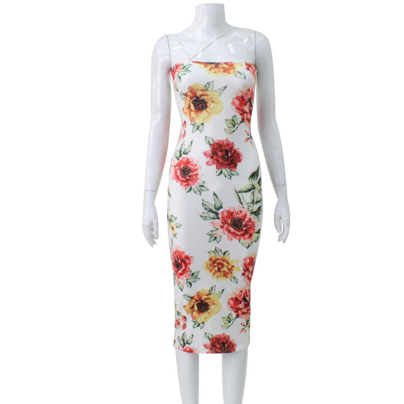Women Floral Printed Sexy Suspender Slim Slimming Elegant Dress Women Bella Mia