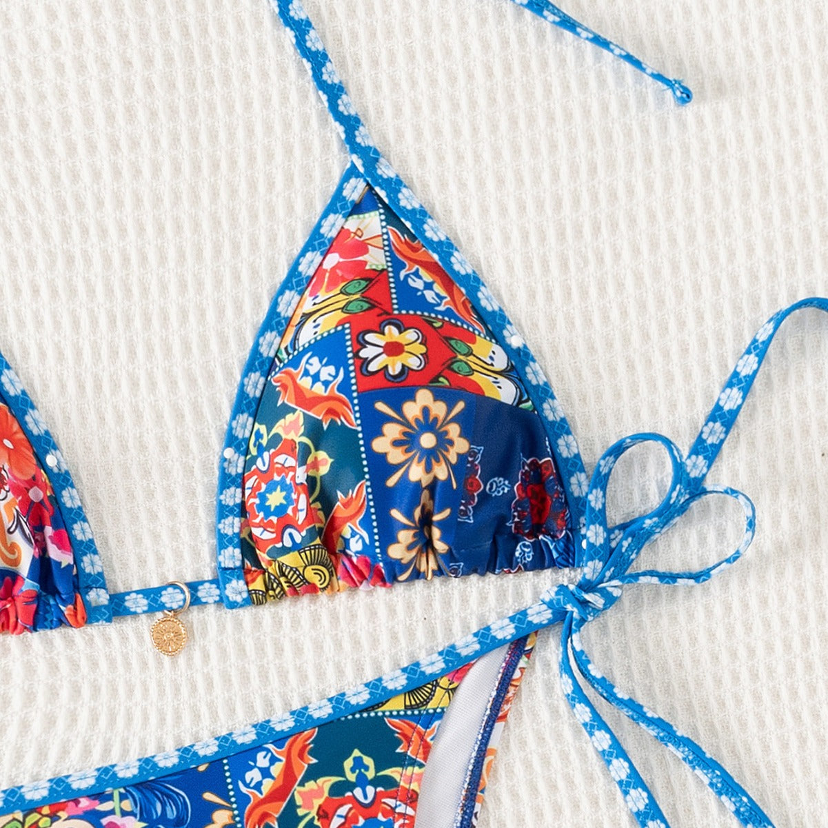 Bikini Printing Lace up Embellished Sexy Bikini Swimsuit Swimwear Women Bella Mia