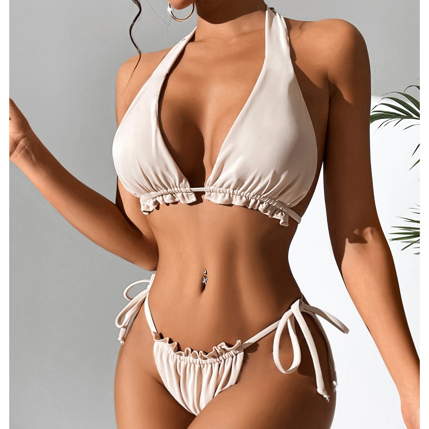 Halter Solid Color Sexy Bikini Split Swimsuit Women Swimsuit Bella Mia