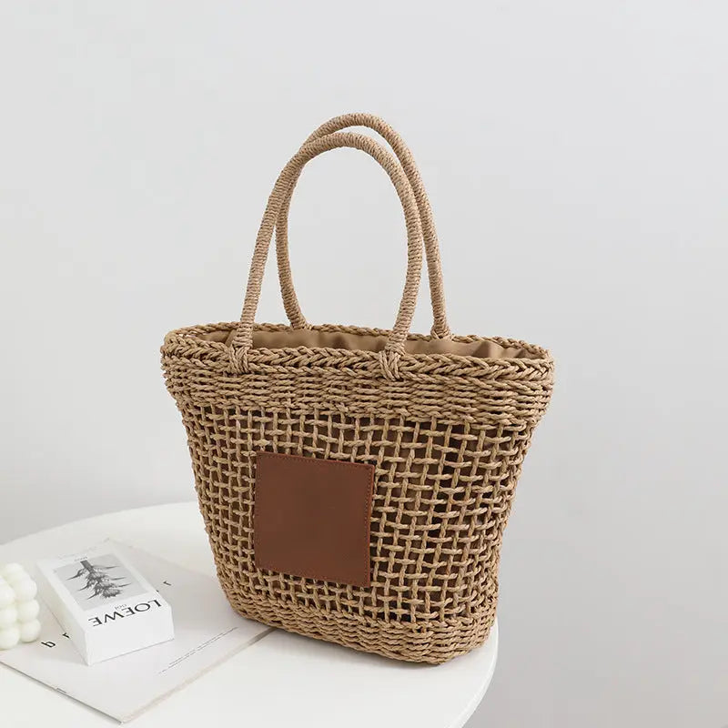 Niche Thailand Straw Bag Retro One Shoulder Portable Hollow Out Cutout Woven Bag Women Seaside Vacation Beach Bag Bella Mia