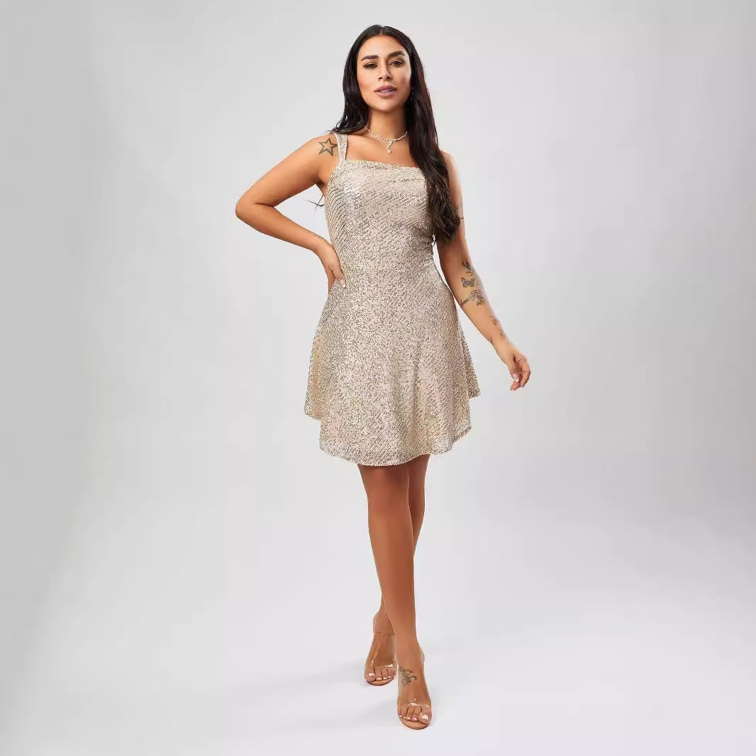 Super Popular Light Luxury Sequ Dress Shein High Grade Dress Sexy Sling Mini Dress Bella Mia
