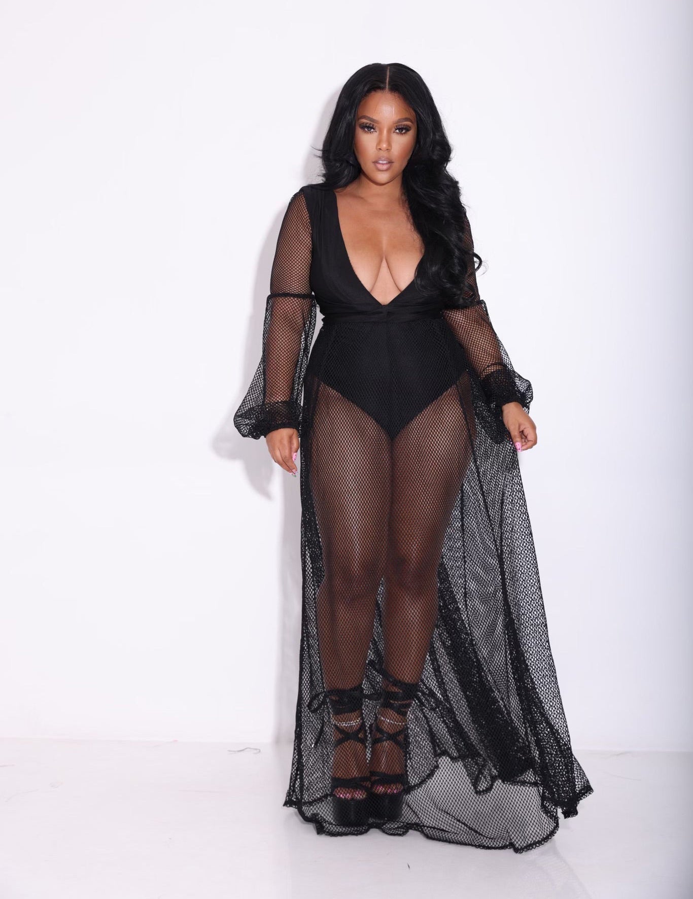 Women Clothing Mesh Jumpsuit Sexy V-neck Swimsuit Jumpsuit Beach Sun Protection Summer Bella Mia