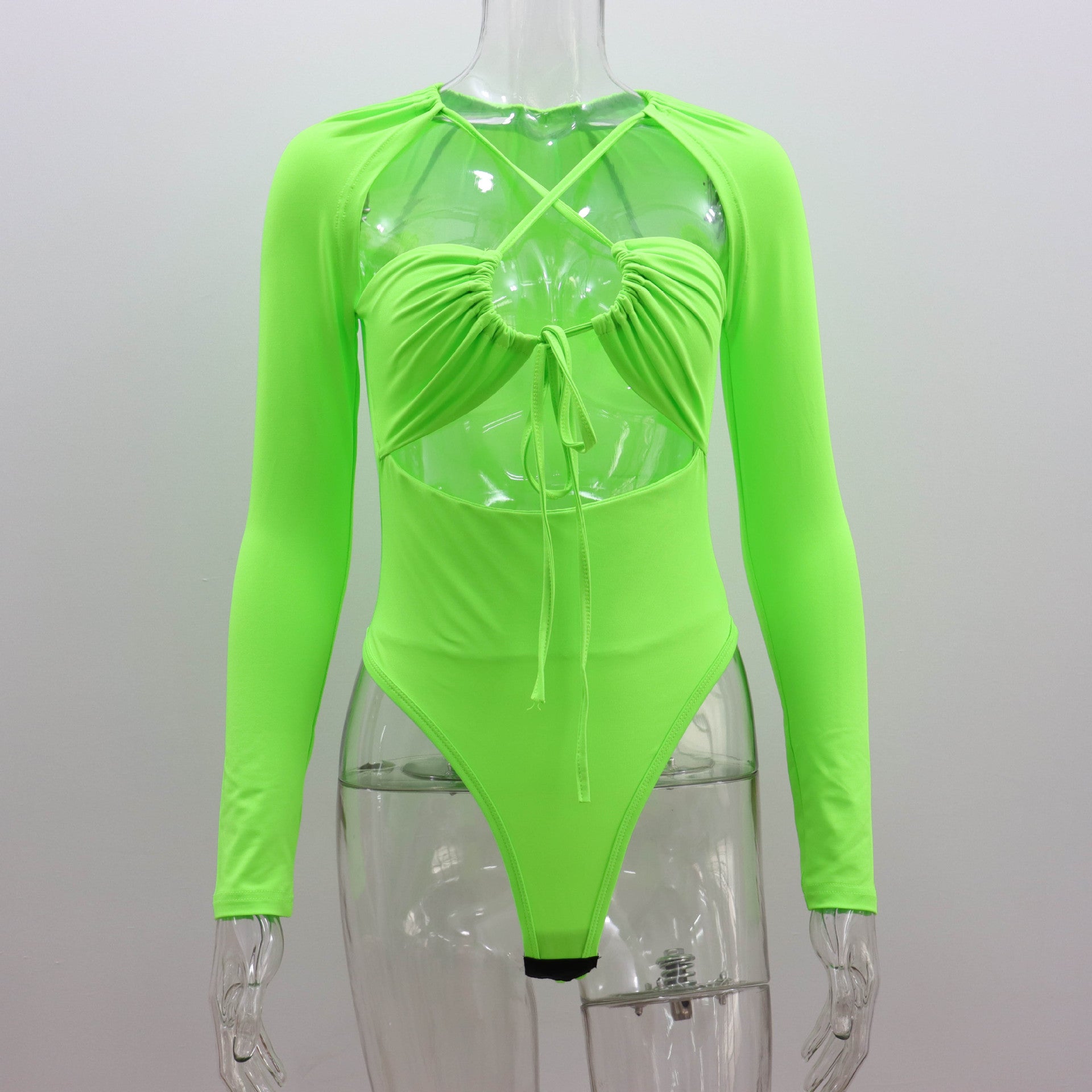 Summer Women Sexy Sexy Hollow Out Cutout out Strap Slim Solid Color Long Sleeve Jumpsuit Women Bella Mia