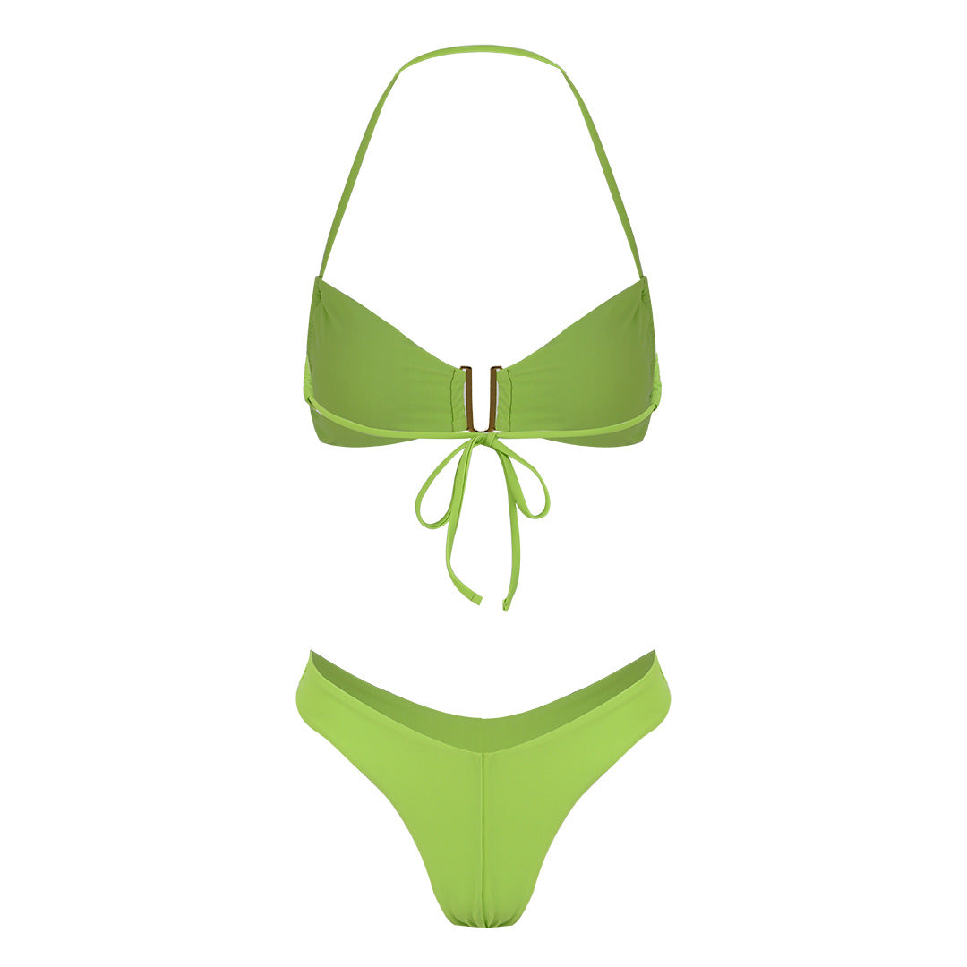 Fresh Solid Color High Slit Low Waist Bikini Sexy Split Swimsuit Women Bikini Bella Mia