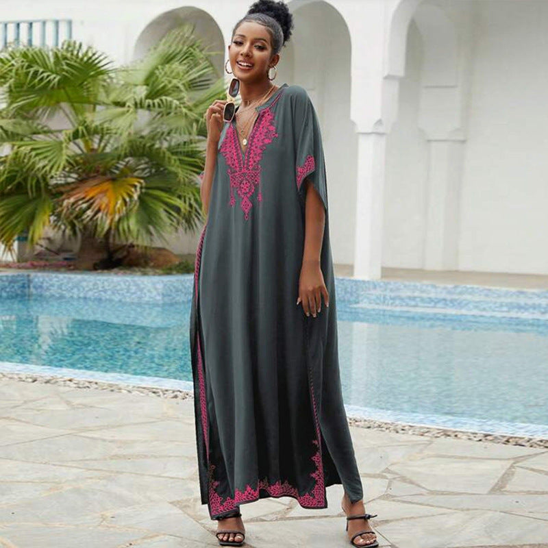 Vacation Beach Blouse Stand Collar Dress Beach Cover Up Swimsuit Outwear Bella Mia