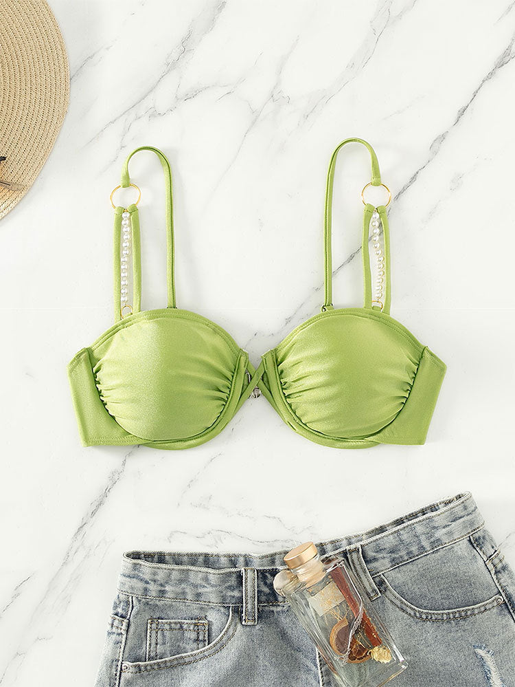 Fresh Sexy Solid Color Bikini Unlined Top Steel Bracket Push up Beach Swimsuit Bella Mia