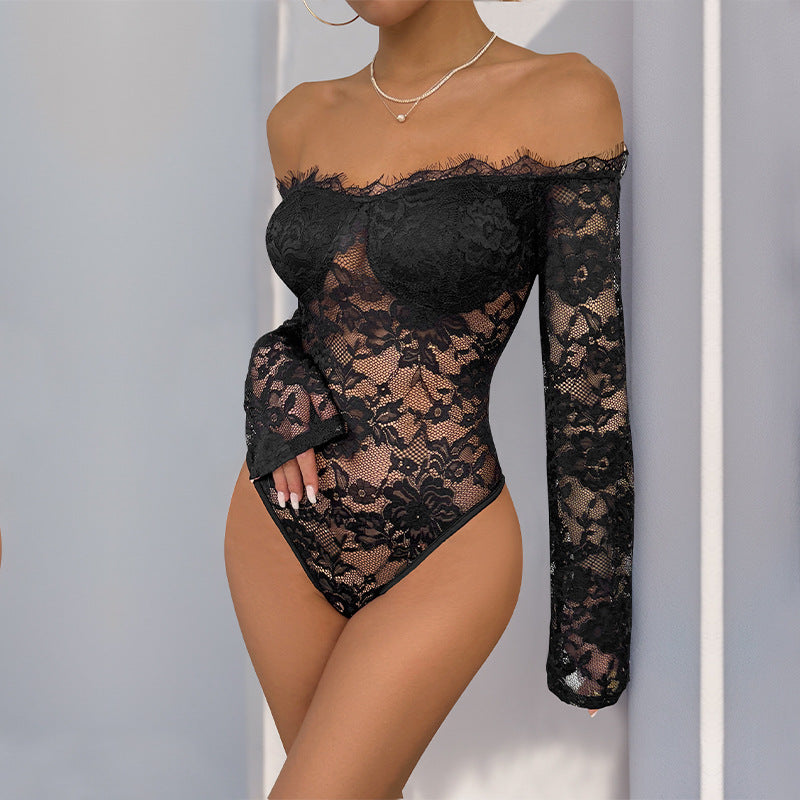 Fall Women Clothing Off Neck Long Sleeve Black Jumpsuit Bella Mia