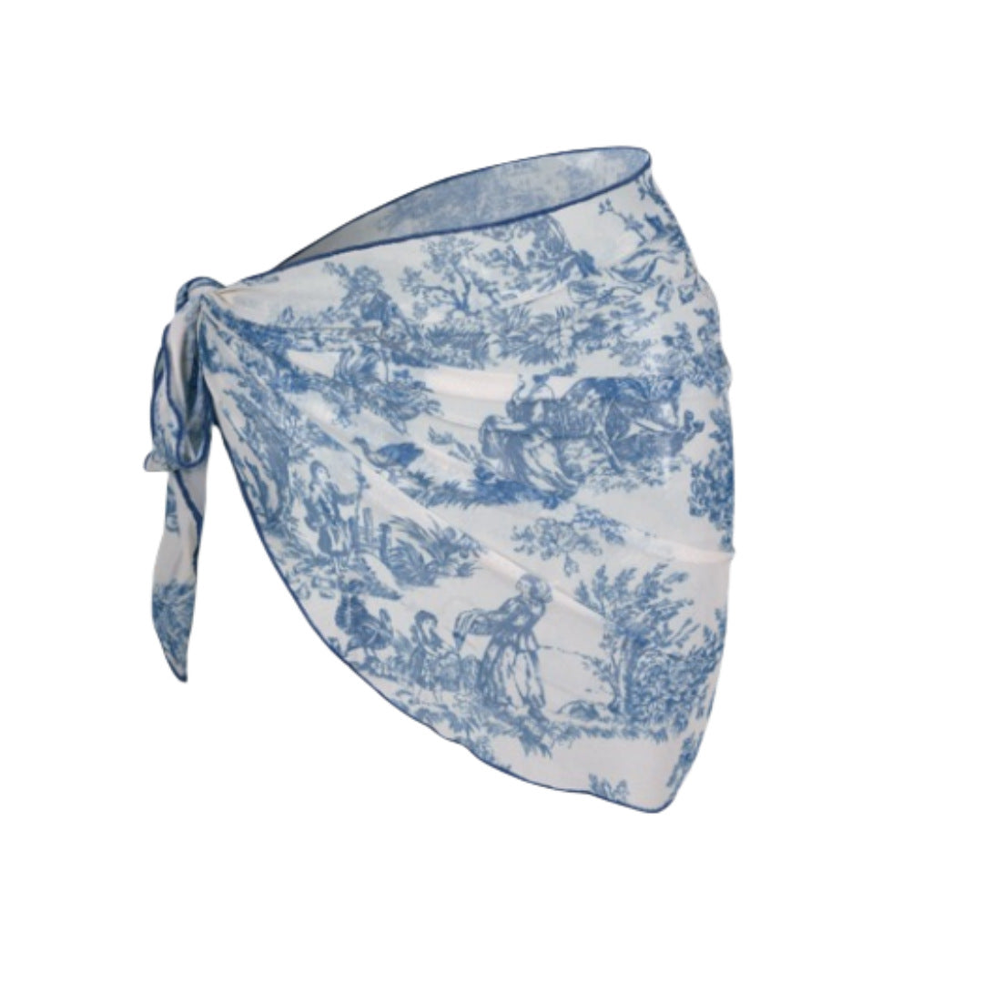 Printed Bikini Three Piece Gauze Skirt Split Sexy Vacation Bikini Swimsuit Bella Mia