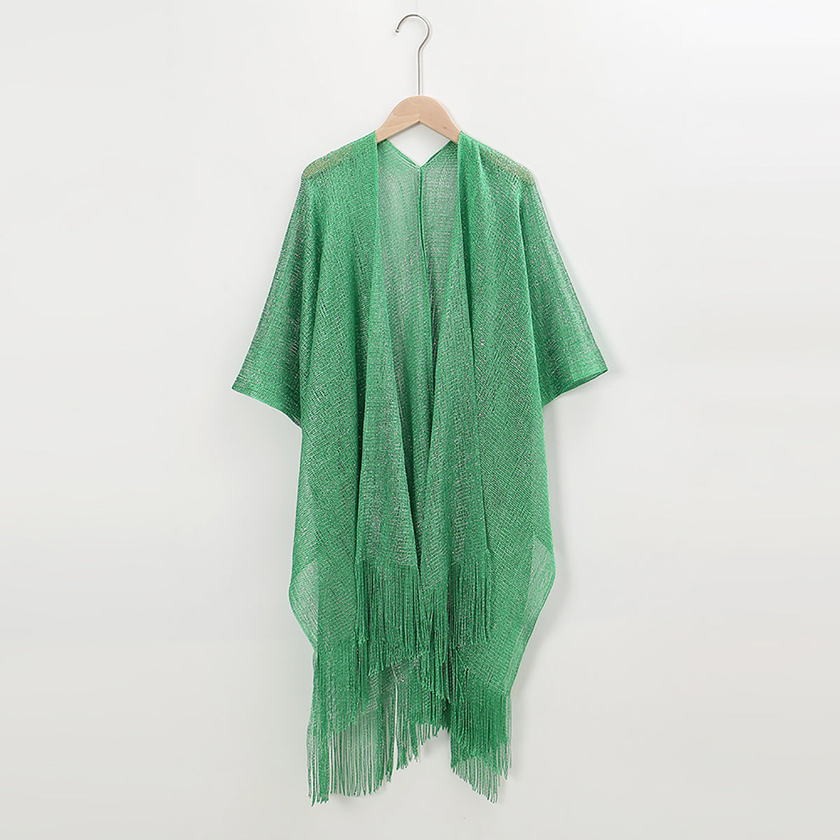 Beach Solid Color Sun Proof Tassel Knitting Beach Cover Up Sweater Shawl Cardigan Bella Mia