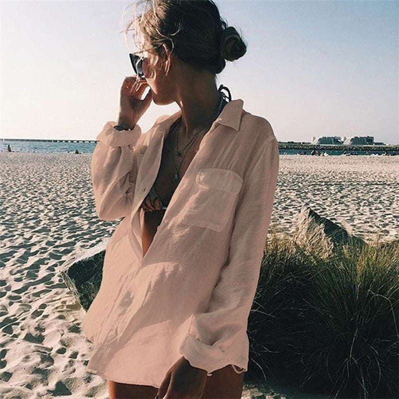 Shirt Beach Cover Up Sexy Cardigan Sun Protection Shirt Vacation Skirt Beach Cover Up Bella Mia