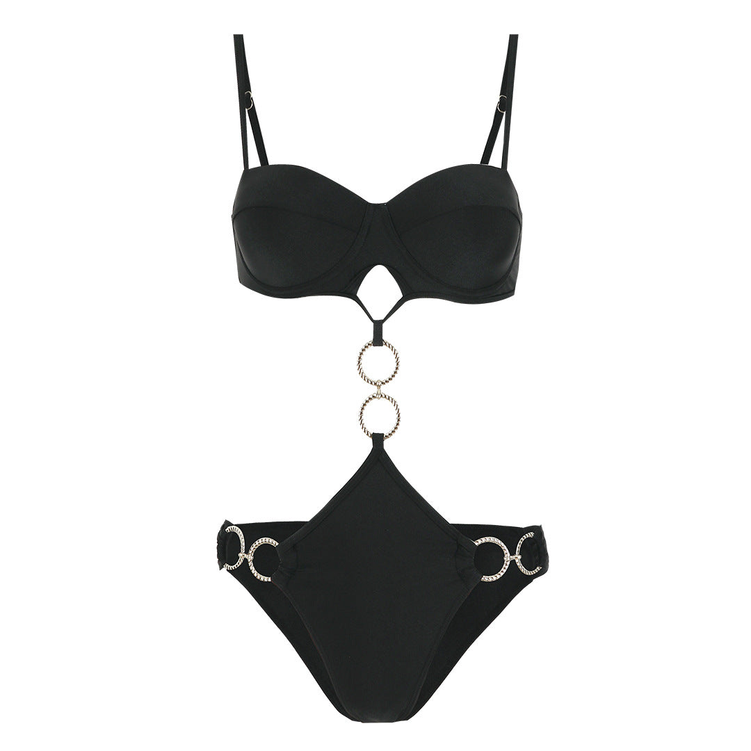 Solid Color One Piece Bikini Sexy Open Back Swimsuit Women Bikini Bella Mia