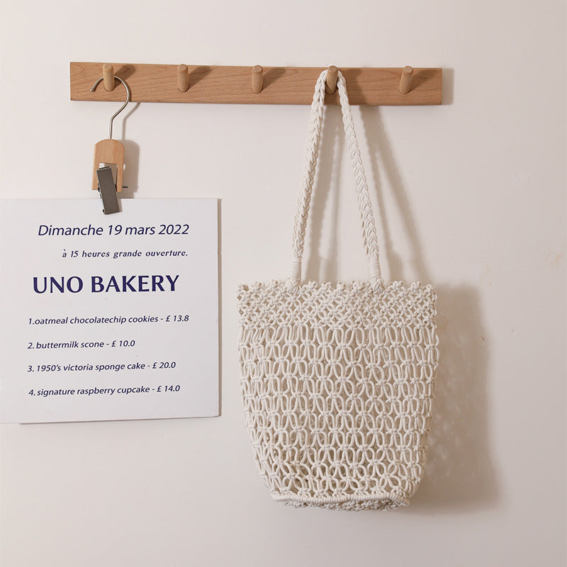 Hollow Out Cutout Shoulder Cotton Thread Woven Bag Lace Straw Bag Vacation Beach Bag Women Bag Bella Mia