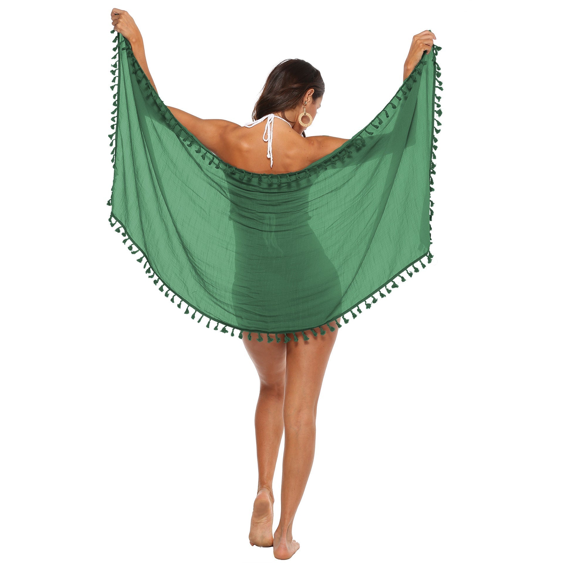 Women Clothing Seaside Shawl One Piece Irregular Asymmetric Stitching Tassel Shawl Beach Skirt Bella Mia