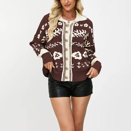 Autumn Winter Square Collar Button Sweater Women Clothing Loose Cardigan Knitted Coat Bella Mia