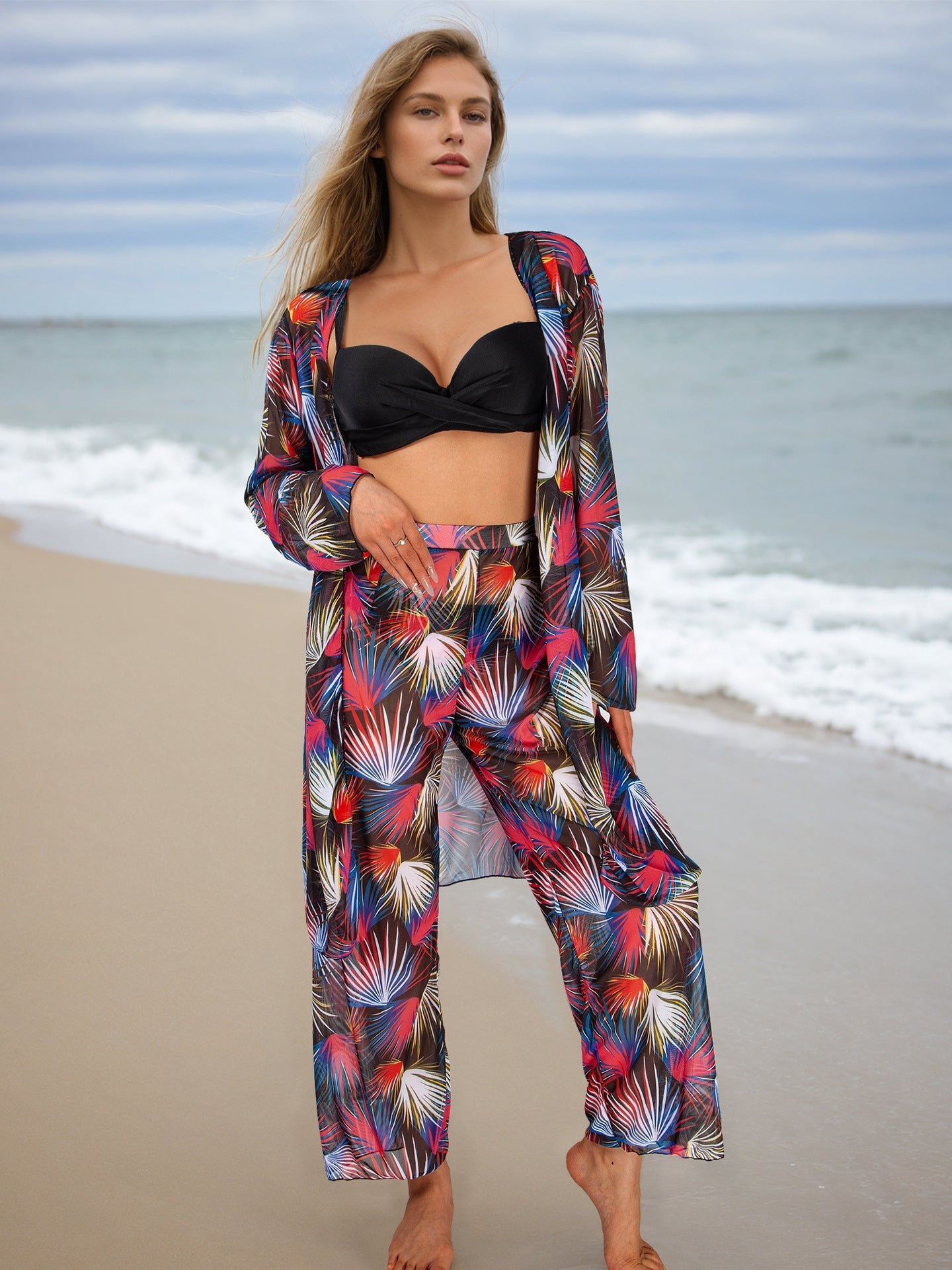 Four Piece Set Women Swimsuit Long Sleeve Blouse Sun Protective Pants Bikini Bella Mia