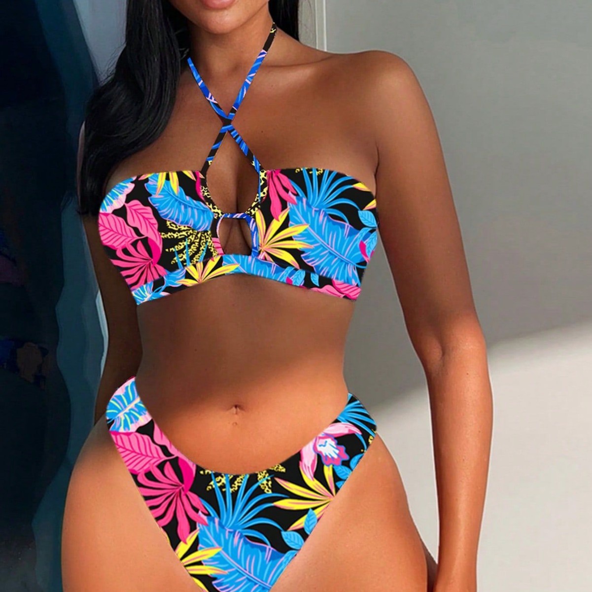 Printed Tube Top Sexy Split Swimsuit Triangle Beach Bikini Swimsuit Bella Mia