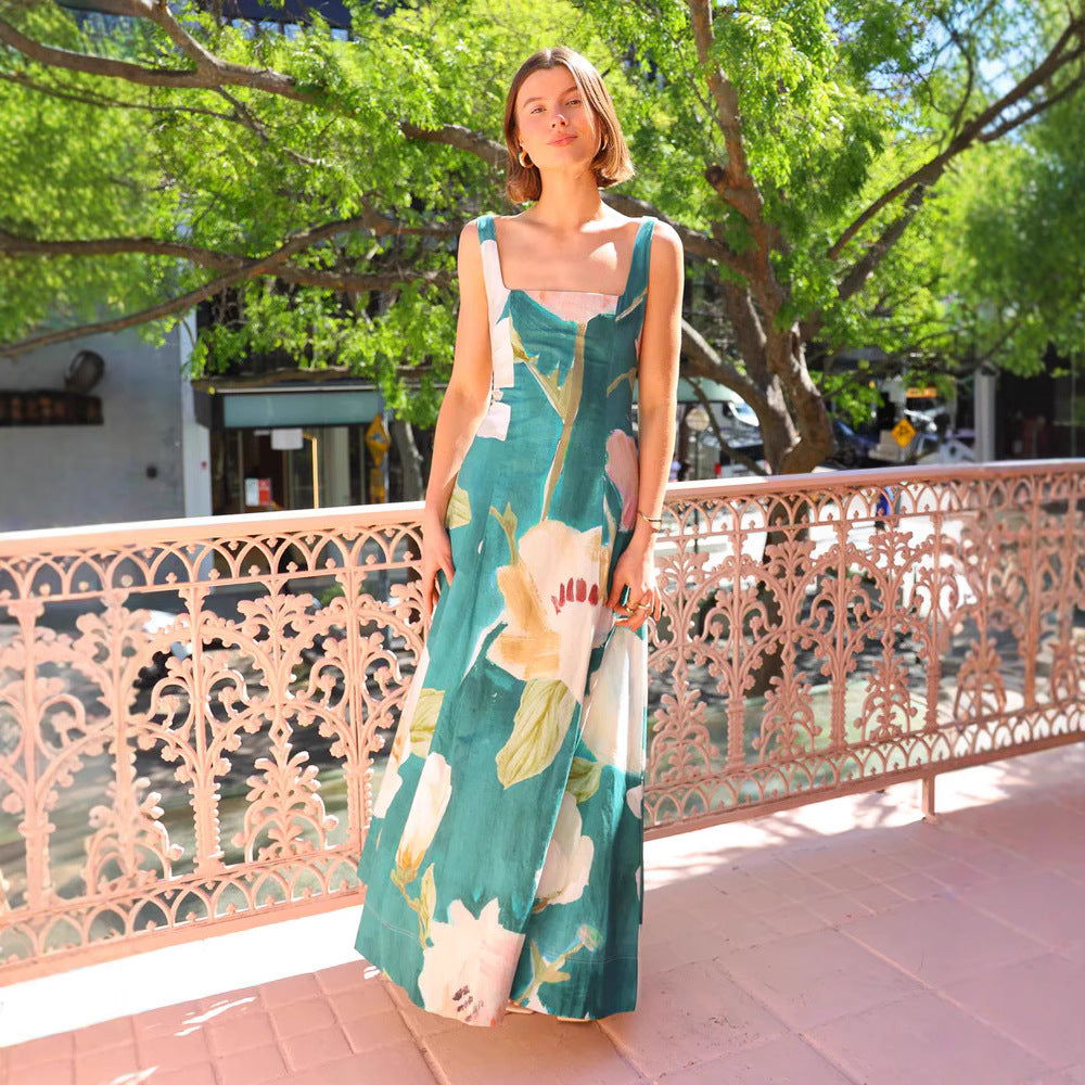 Summer Dress Printed Spaghetti Straps Slimming Dress Bella Mia