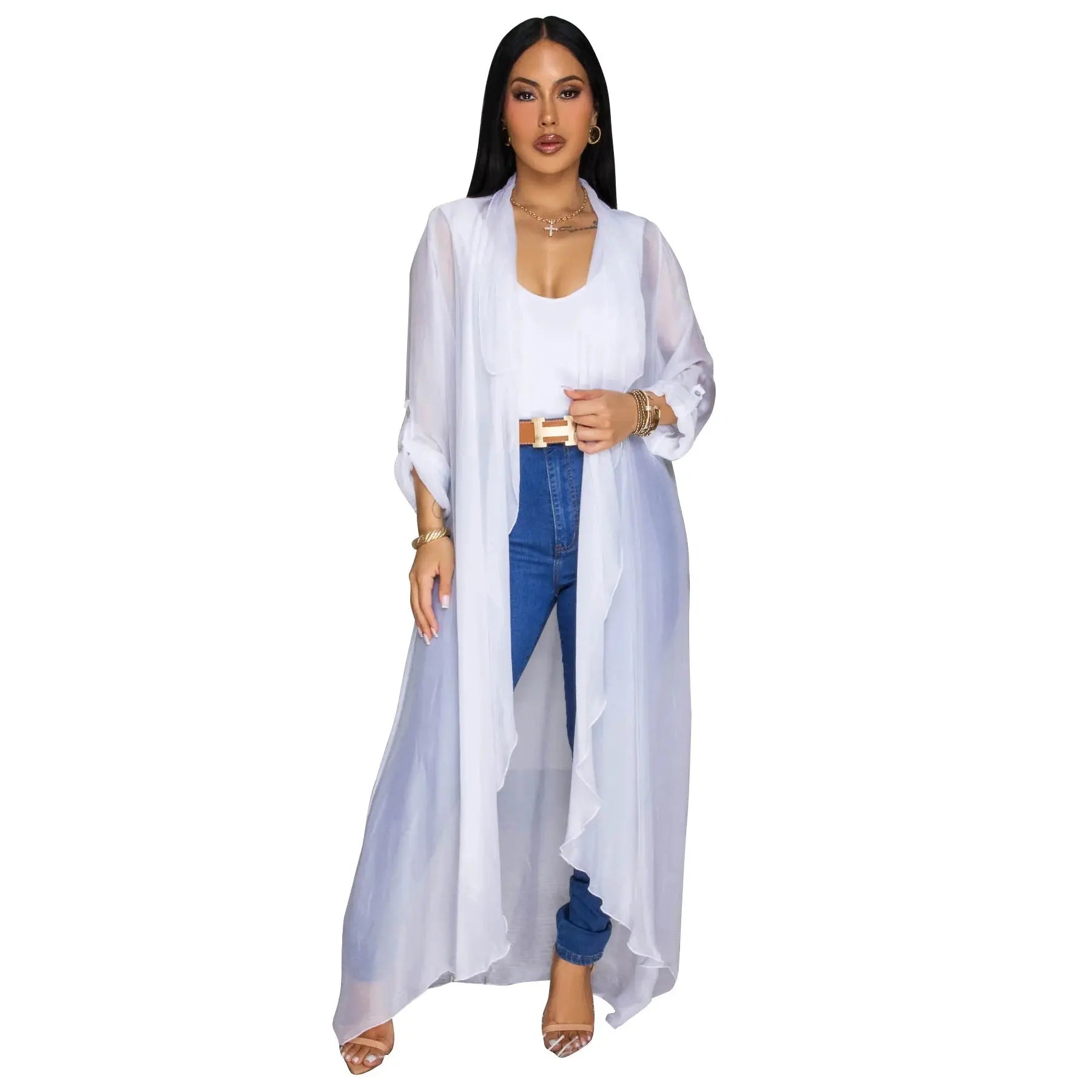 Europe Russia Women Boho Chiffon Long Cardigan Sunscreen Coat Bella Mia