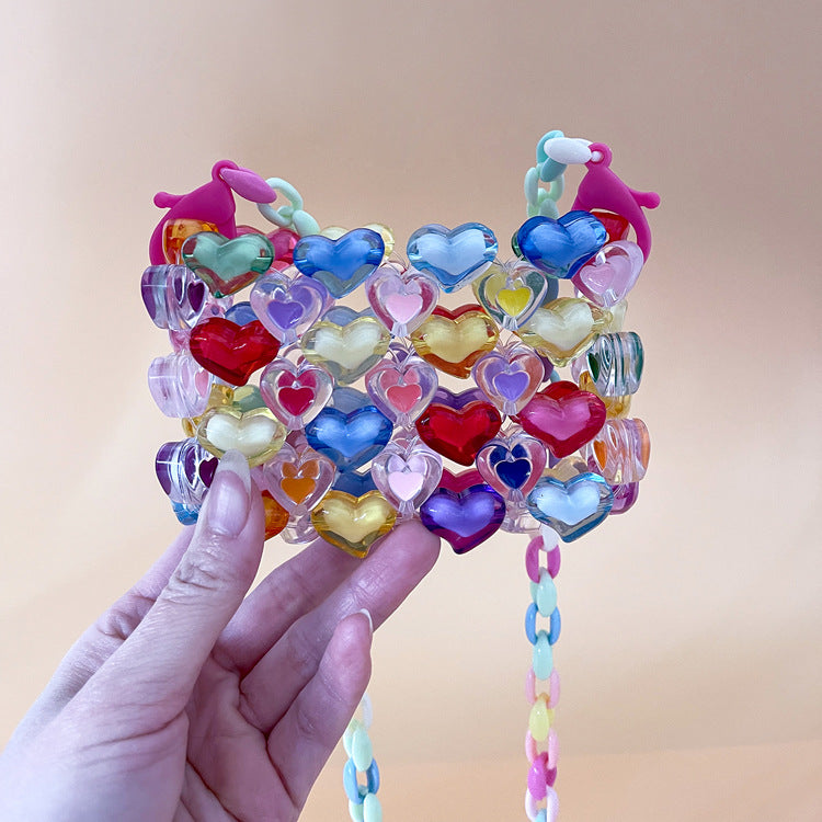 Mini Lipstick Headset Messenger Bag Texture Acrylic Hand Woven Chain Bag Lightweight Beach Bag Bella Mia